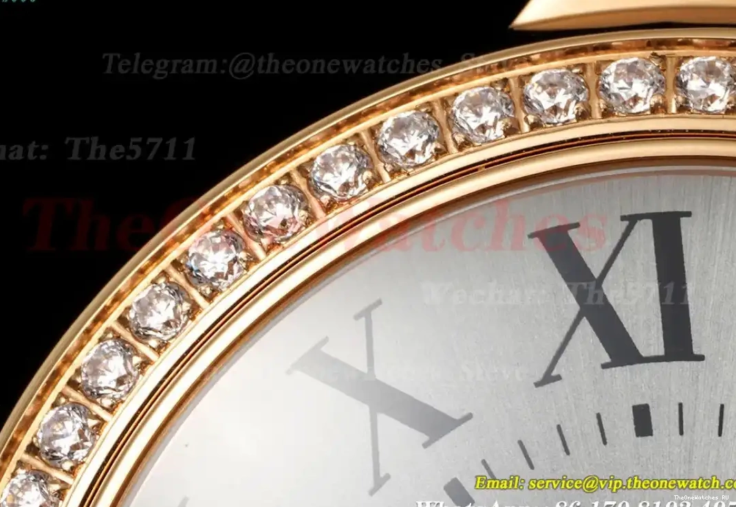 A076 Cartier YG YG De Ballon Wht 36mm 3KF Dia Bleu 0622